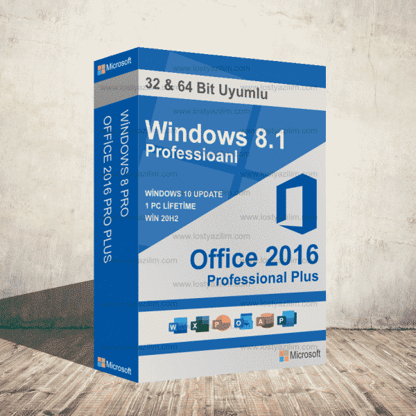 Windows 8 Pro ve Office 2016 Pro